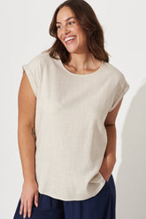 Oatmeal Linen Blend Top